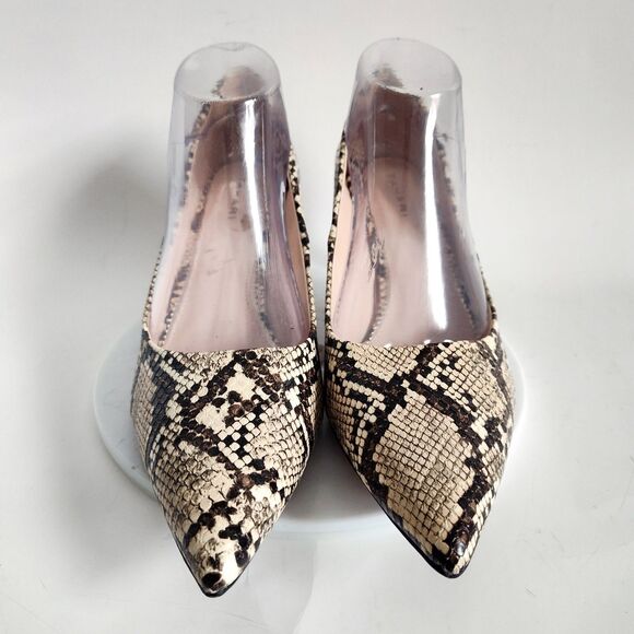 Tahari Kitten Heels Size 10 Snakeskin Tan Brown Pointed Toe Faux Leather Vegan - Picture 5 of 12